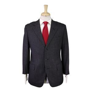 Edgar Pomeroy Bespoke Gray Black Tic Woven Donegal Tweed 100% Cashmere Suit 38S